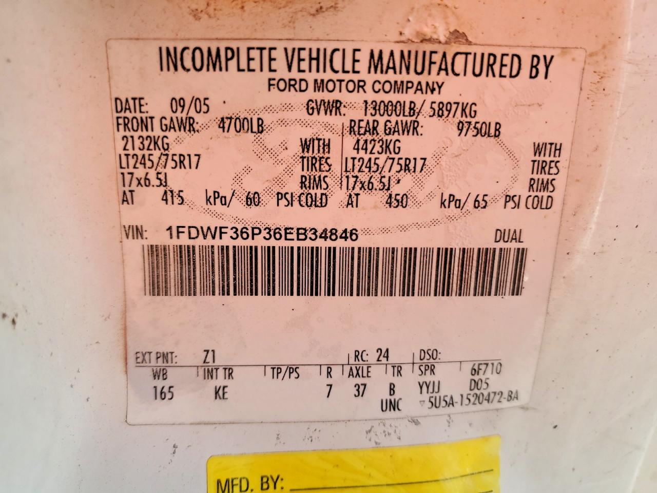 2006 Ford F350 VIN 1FDWF36P36EB34846 photo 12