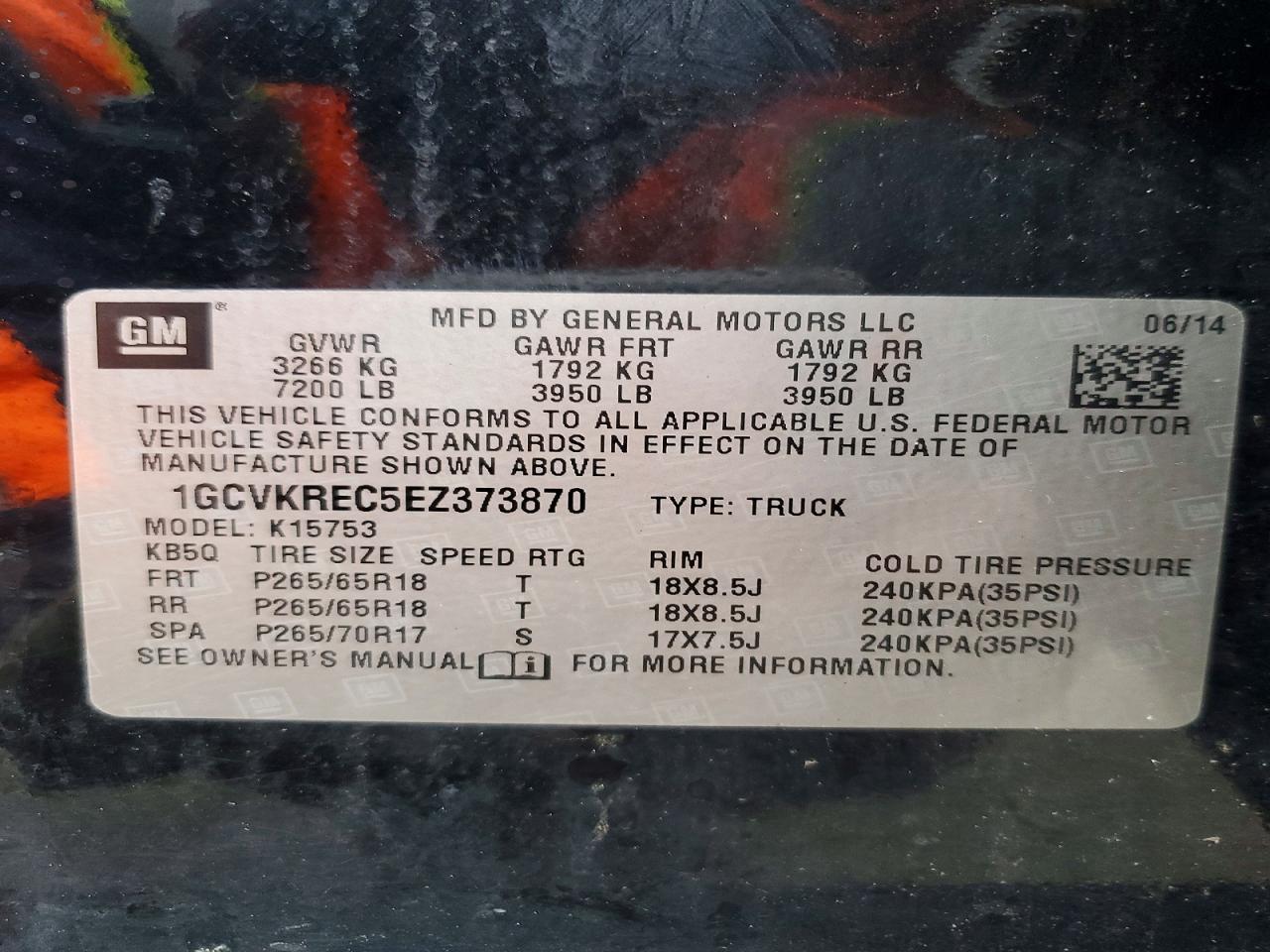 2014 Chevrolet All models VIN 1GCVKREC5EZ373870 photo 12