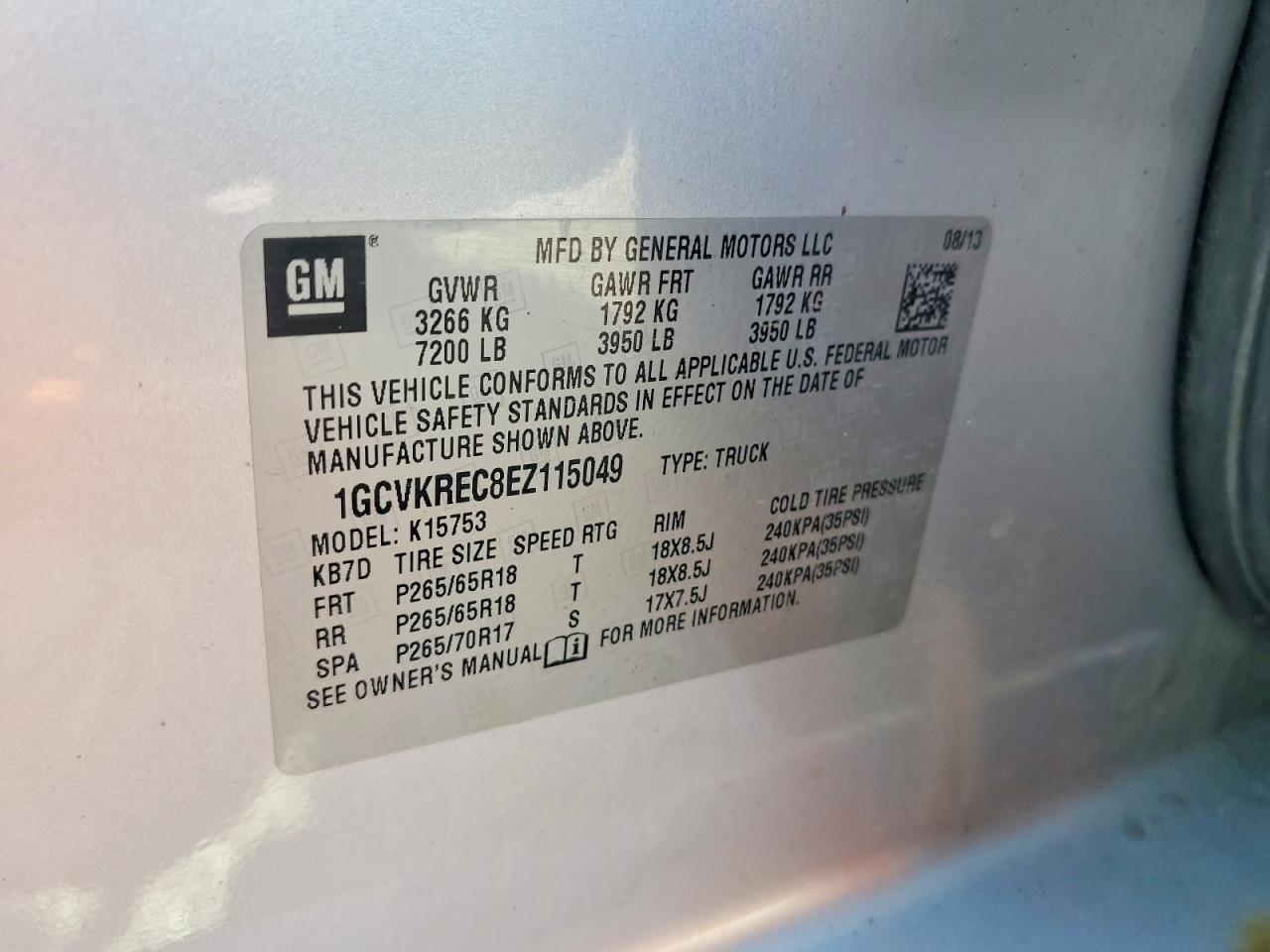 2014 CHEV Silverado VIN 1GCVKREC8EZ115049 photo 12