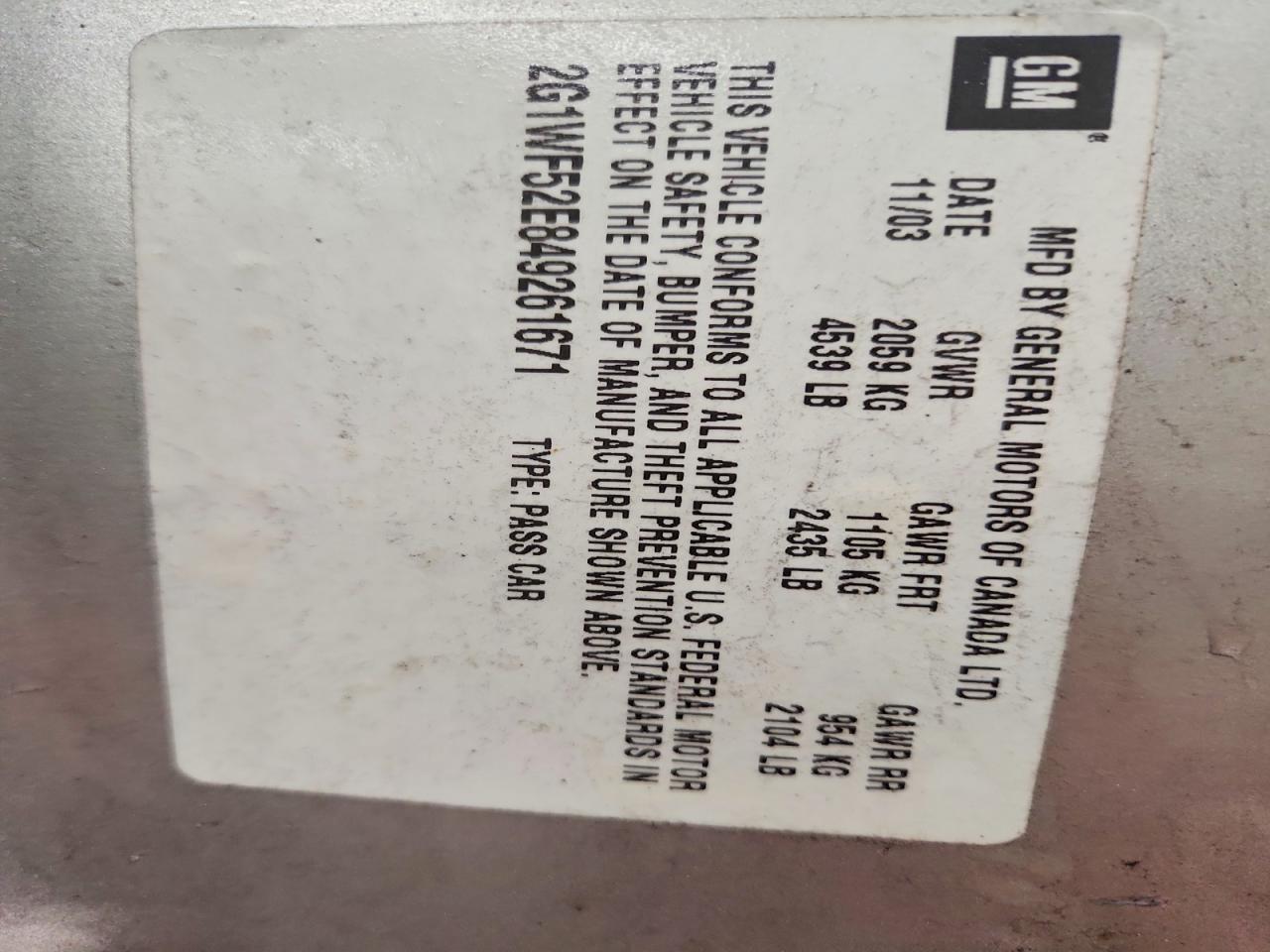 2004 Chevrolet Impala VIN 2G1WF52E849261671 photo 12