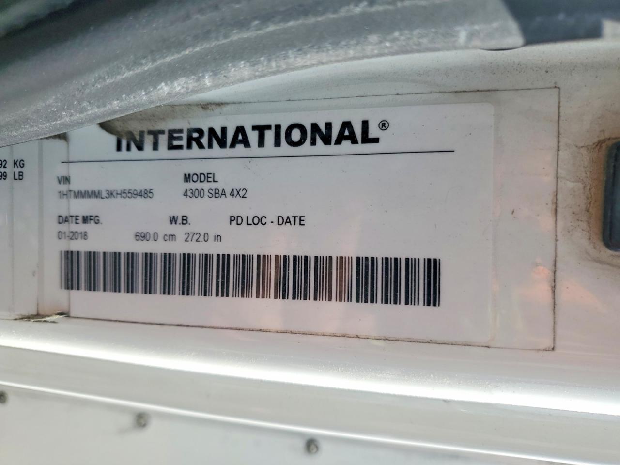 2019 International 4000 serie VIN 1HTMMMML3KH559485 photo 10