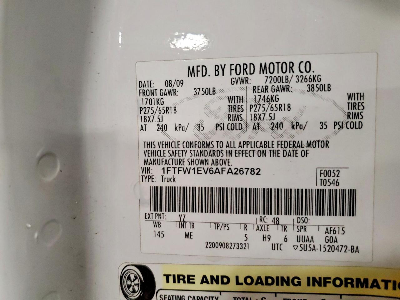2010 Ford F150 VIN 1FTFW1EV6AFA26782 photo 12