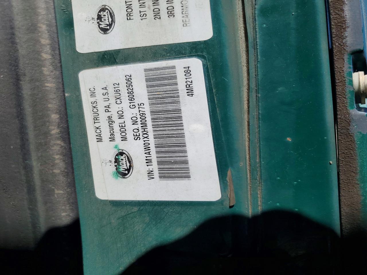 2017 MACK Cxu613 VIN 1M1AW01XXHM009775 photo 10