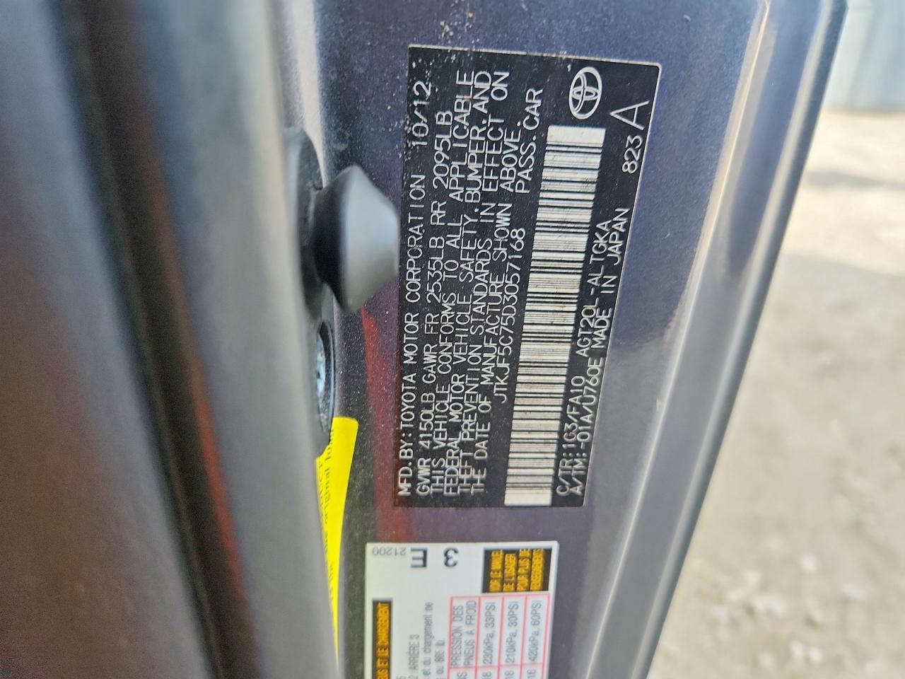 2013 Scion Tc VIN JTKJF5C75D3057168 photo 12