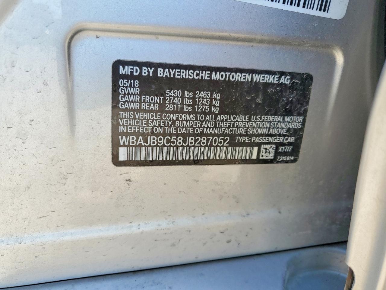 2018 BMW M5 VIN WBAJB9C58JB287052 photo 12