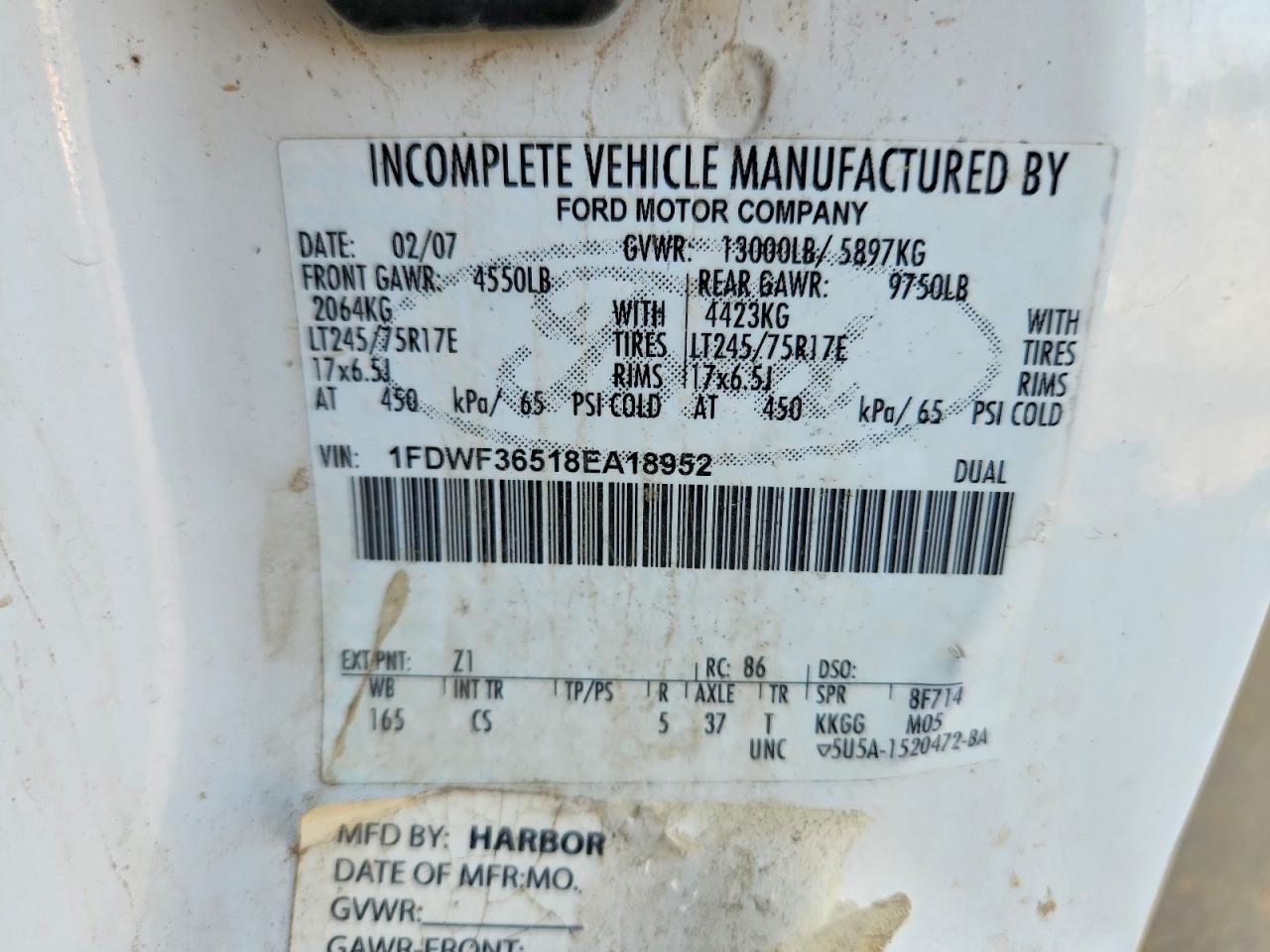 2008 Ford F350 VIN 1FDWF36518EA18952 photo 12