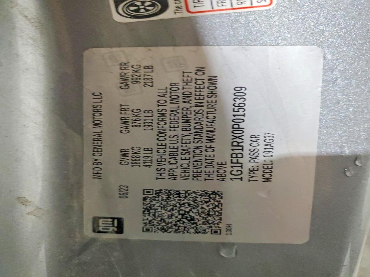 2023 Chevrolet Camaro VIN 1G1FB1RX0P0156309 photo 12