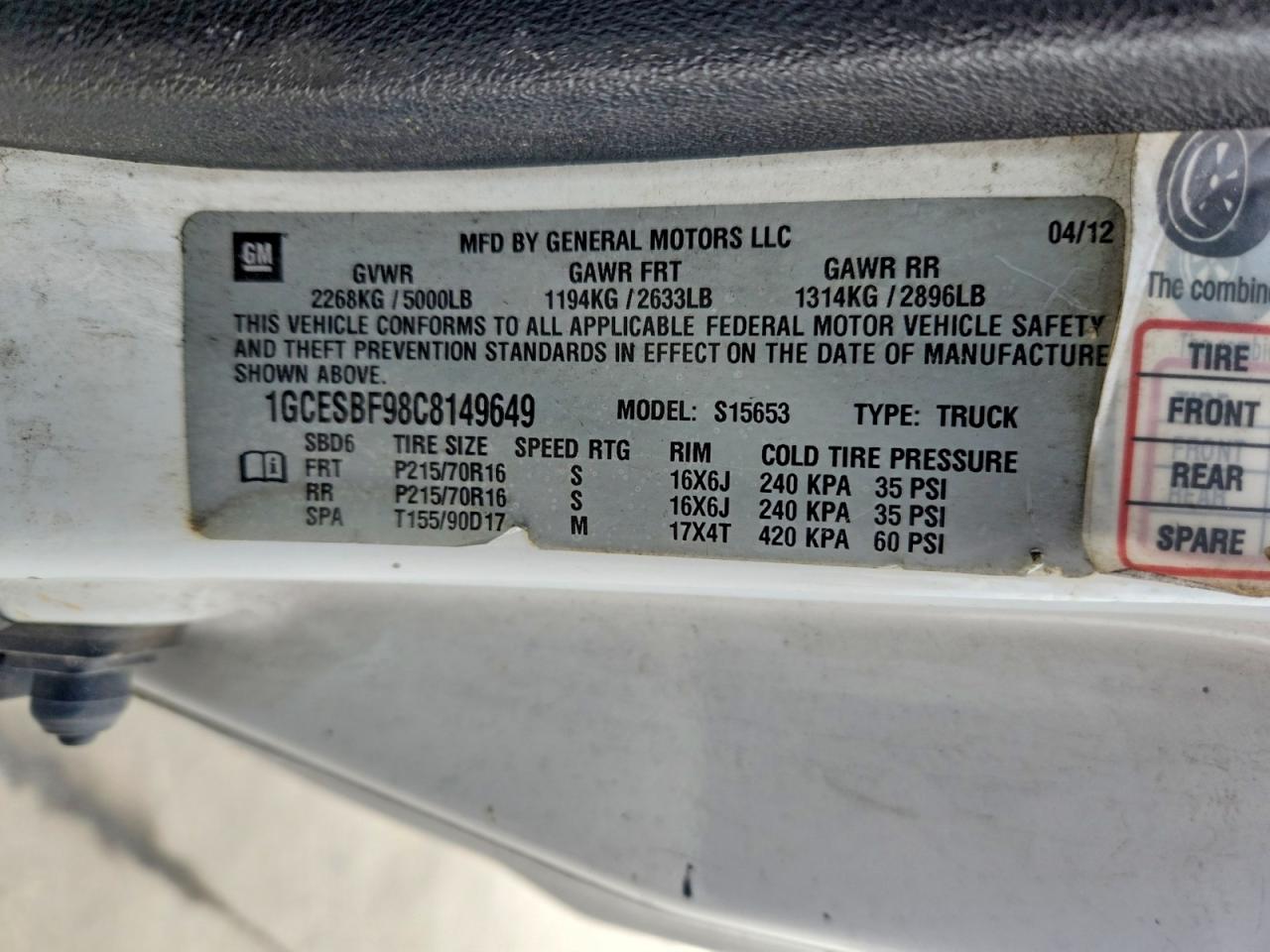 2012 Chevrolet Colorado VIN 1GCESBF98C8149649 photo 12