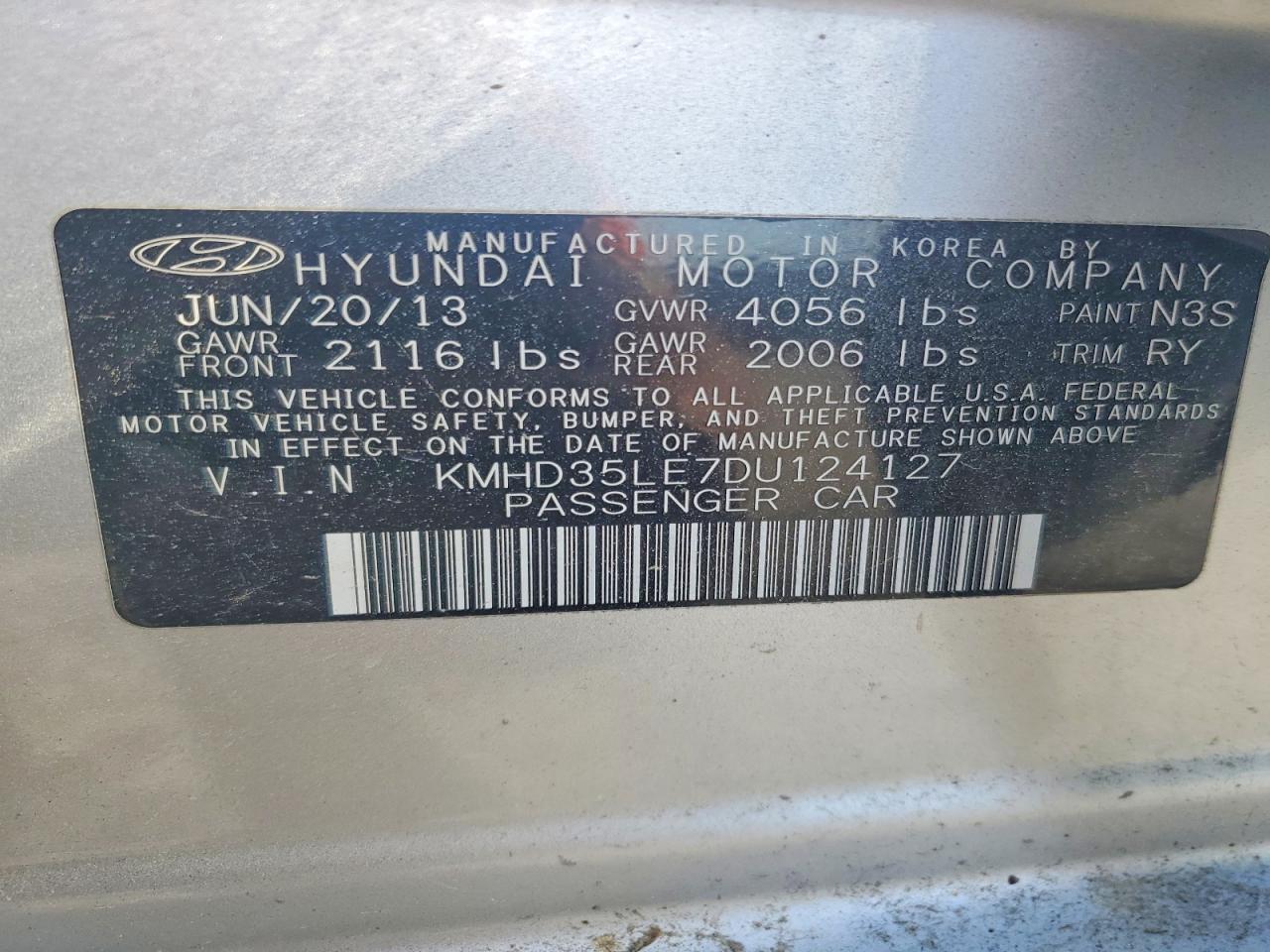 2013 Hyundai Elantra VIN KMHD35LE7DU124127 photo 12