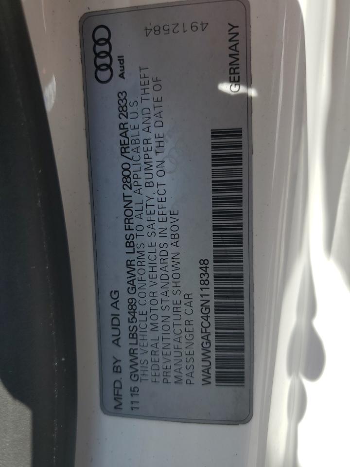 2016 Audi A7 VIN WAUWGAFC4GN118348 photo 12