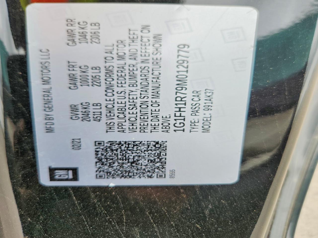 2021 Chevrolet Camaro VIN 1G1FH1R79M0129779 photo 12