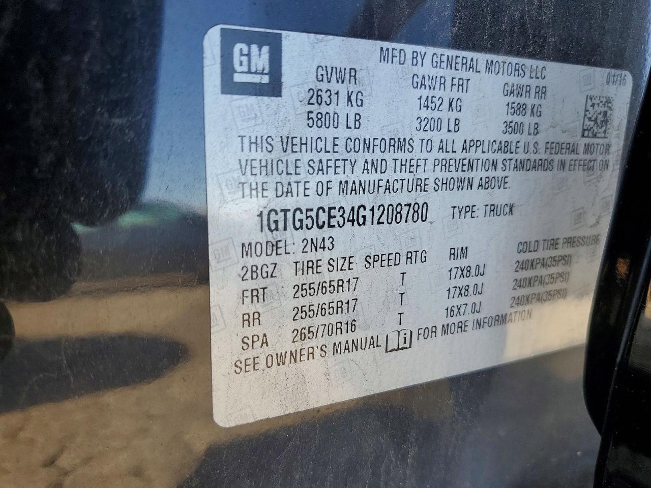 2016 GMC Canyon VIN 1GTG5CE34G1208780 photo 12