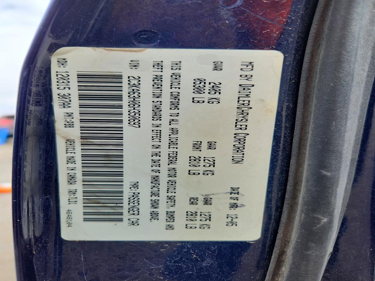 2006 Chrysler 300 VIN 2C3KA63H06H350697 photo 12