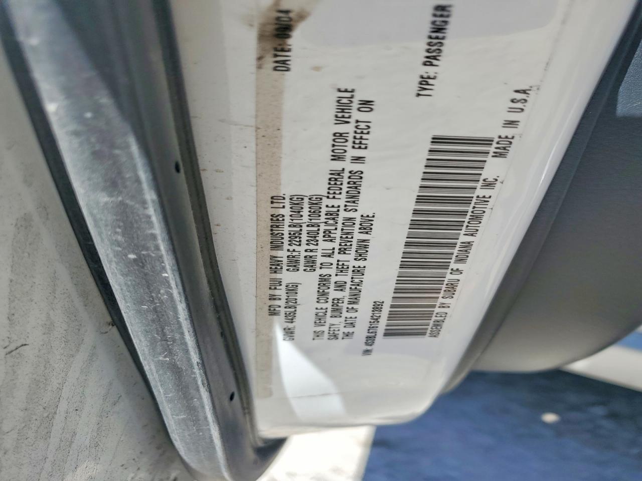 2005 Subaru LEGACY VIN 4S3BL676154213892 photo 12