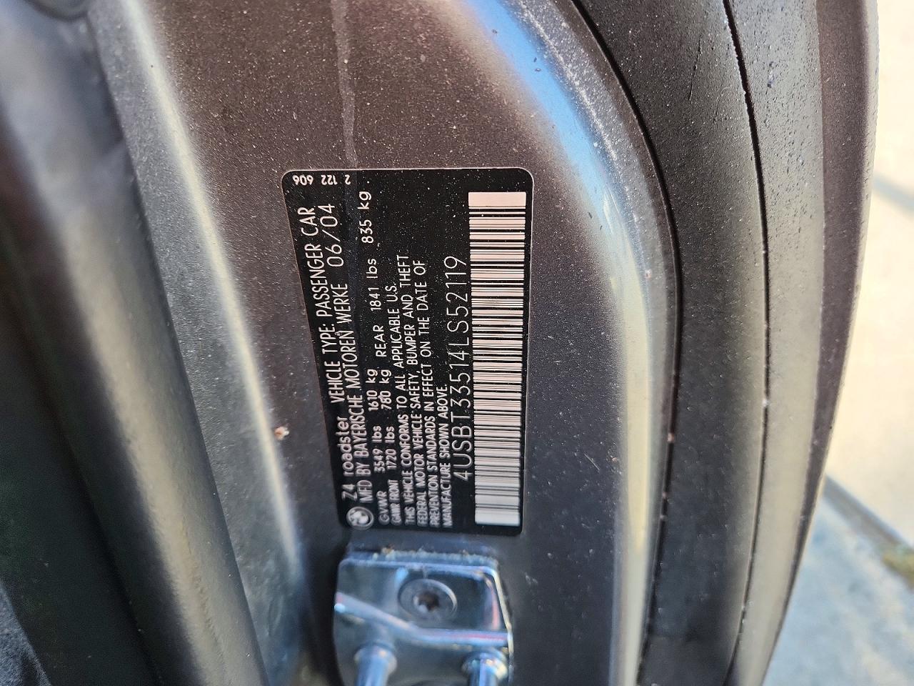 2004 BMW Z4 VIN 4USBT33514LS52119 photo 12