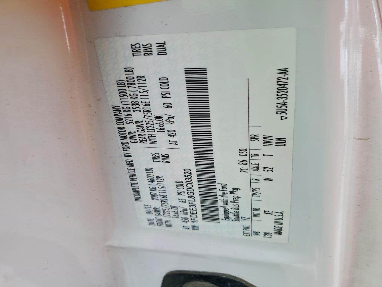2016 Ford Econoline VIN 1FDEE3FL8GDC03520 photo 10
