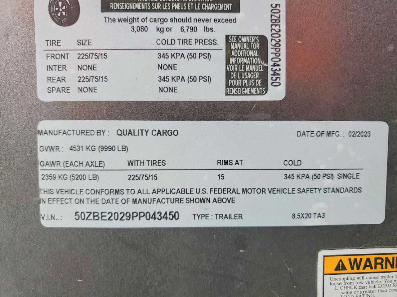 2023 QUALITY Enclosed c VIN 50ZBE2029PP043450 photo 10