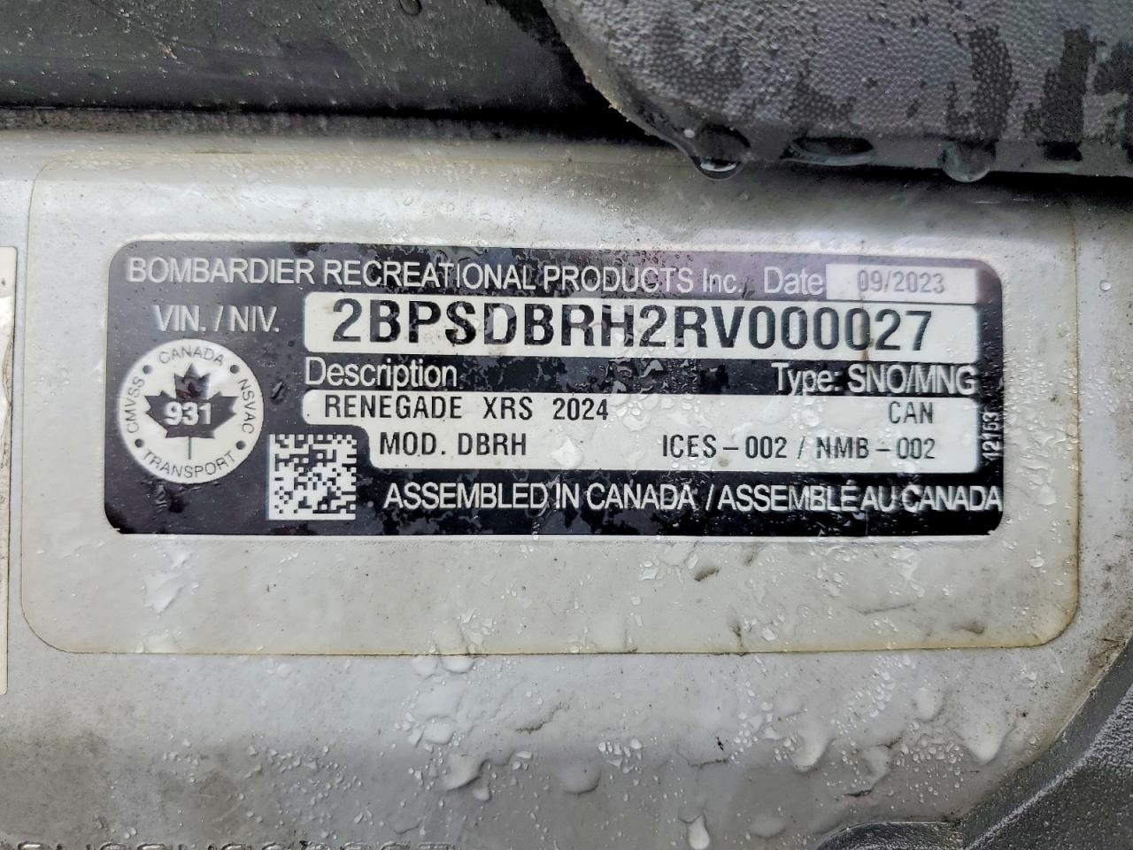 2024 SKI Renegade VIN 2BPSDBRH2RV000027 photo 10