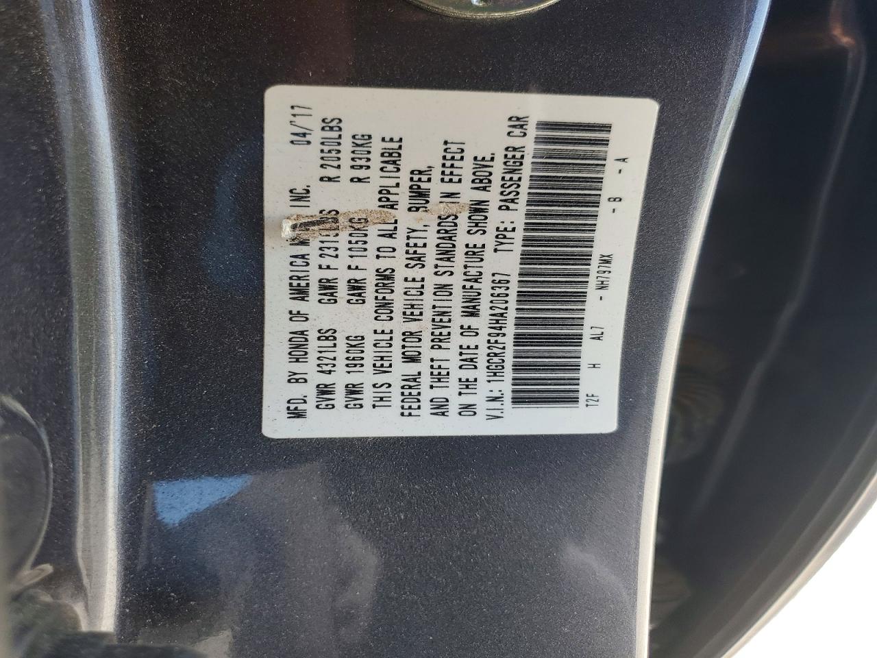 2017 Honda Accord VIN 1HGCR2F94HA206367 photo 12