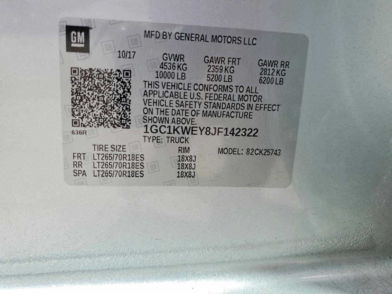 2018 Chevrolet All models VIN 1GC1KWEY8JF142322 photo 12