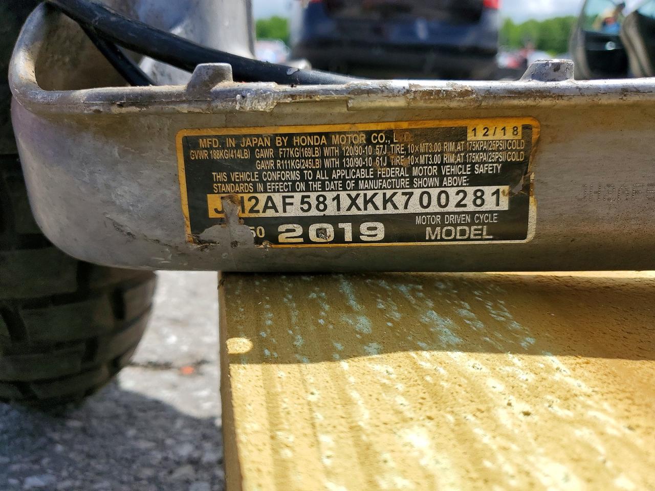 2019 HOND All other VIN JH2AF581XKK700281 photo 9