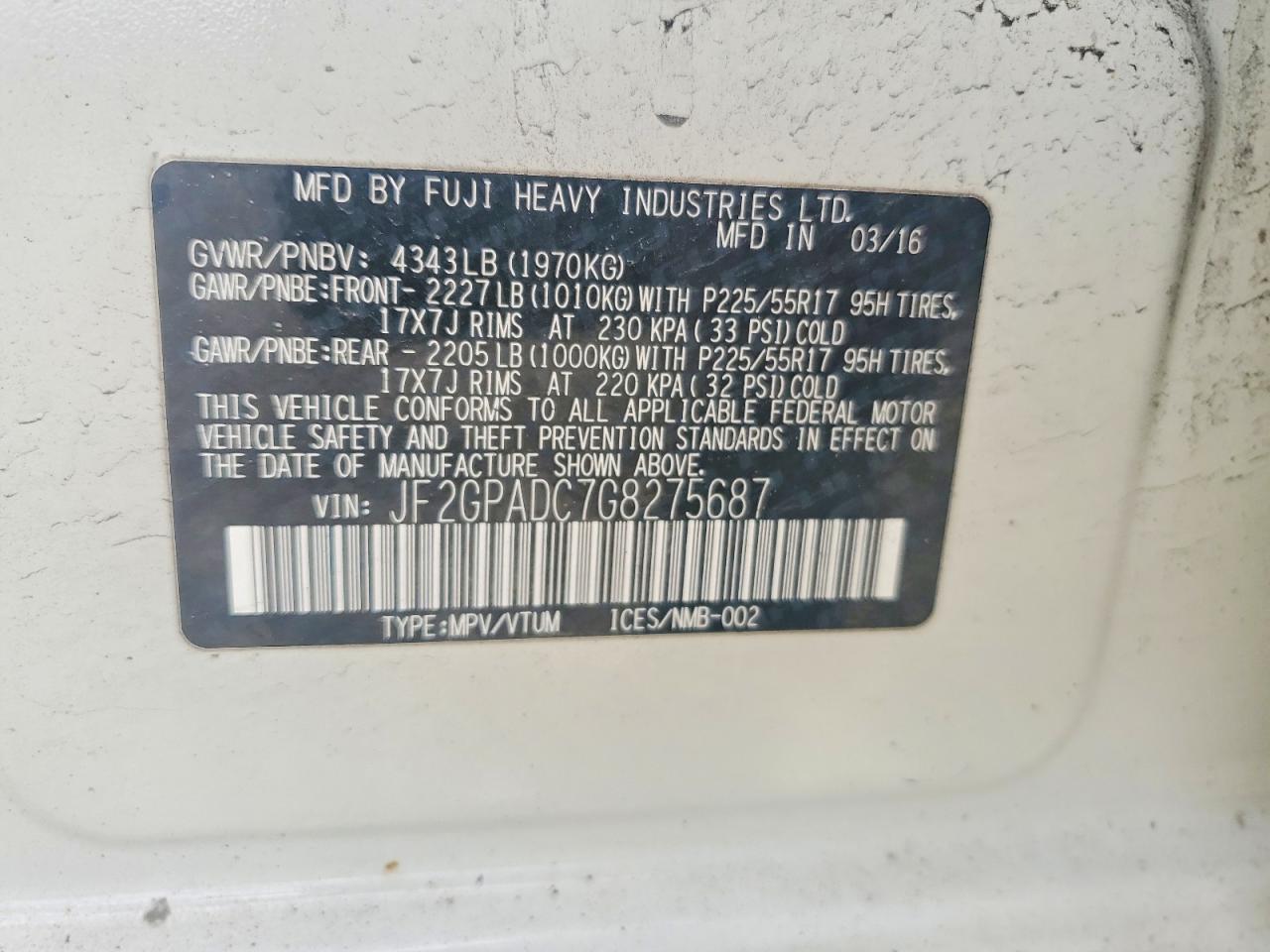 2016 Subaru Crosstrek VIN JF2GPADC7G8275687 photo 12