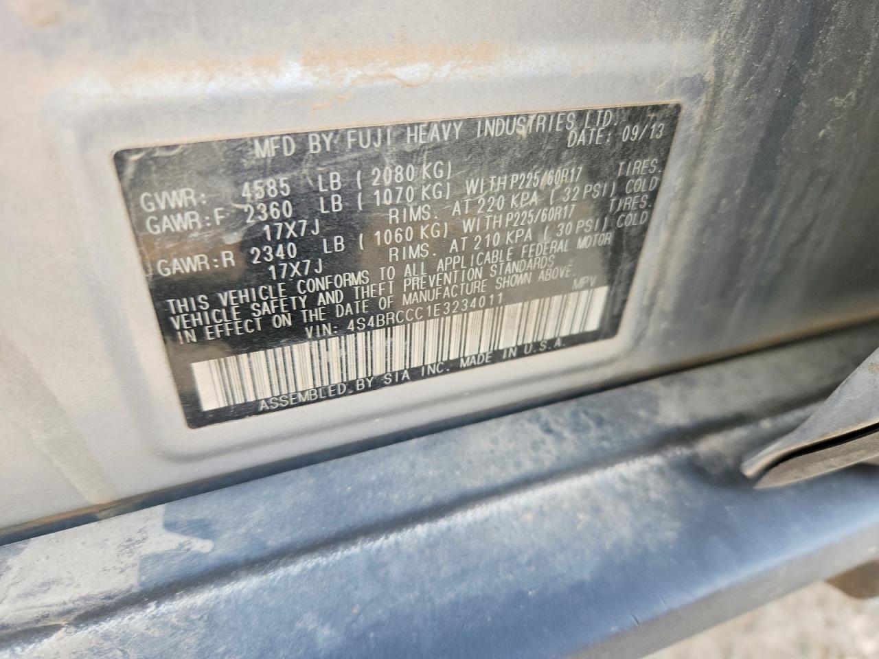 2014 Subaru Outback VIN 4S4BRCCC1E3234011 photo 12