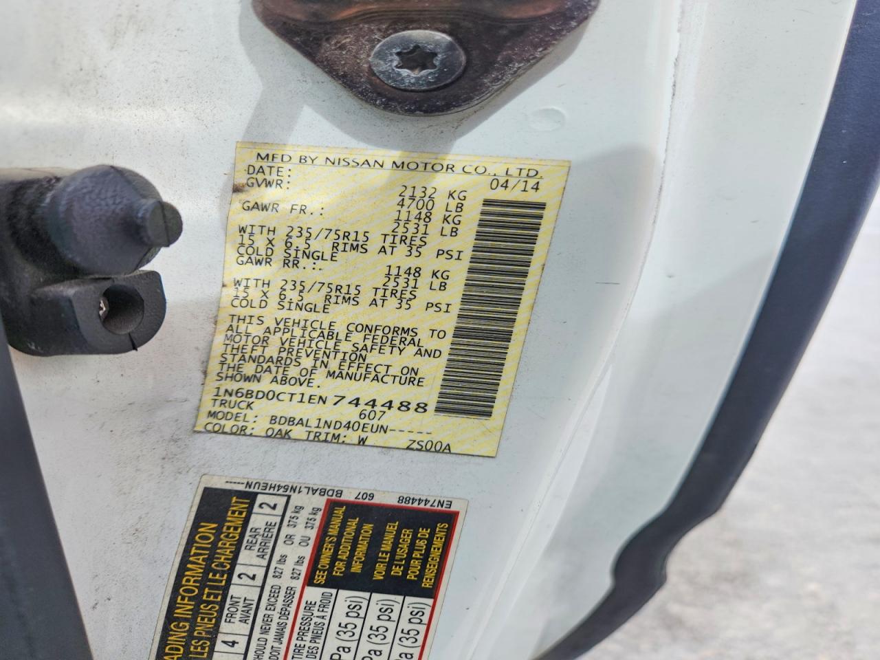 2014 Nissan Frontier VIN 1N6BD0CT1EN744488 photo 12