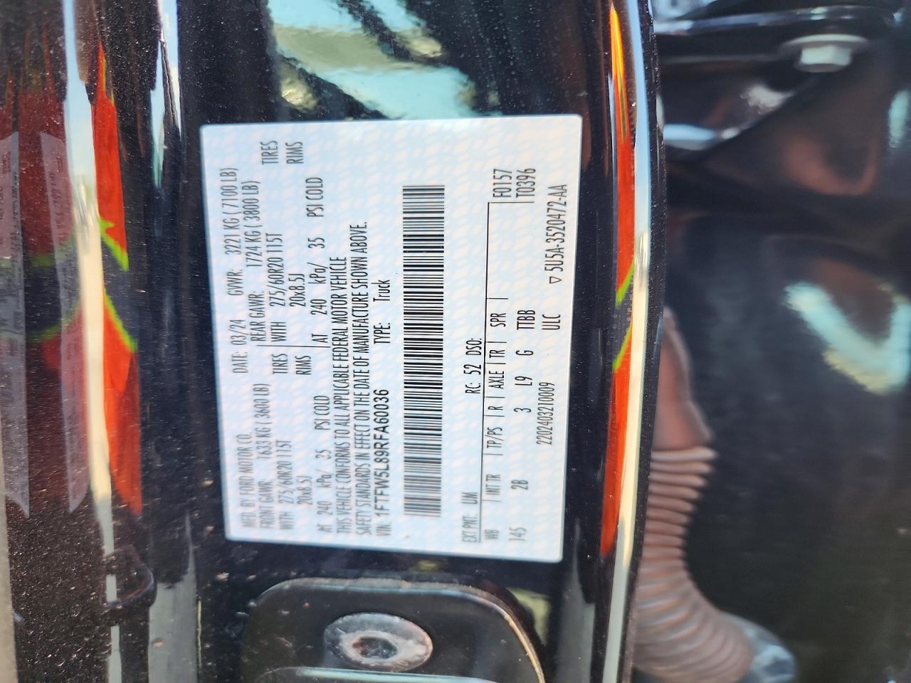 2024 Ford F150 VIN 1FTFW5L89RFA60036 photo 12