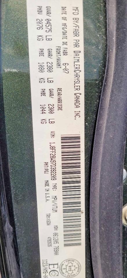 2007 JEEP Patriot VIN 1J8FF28W97D392209 photo 10