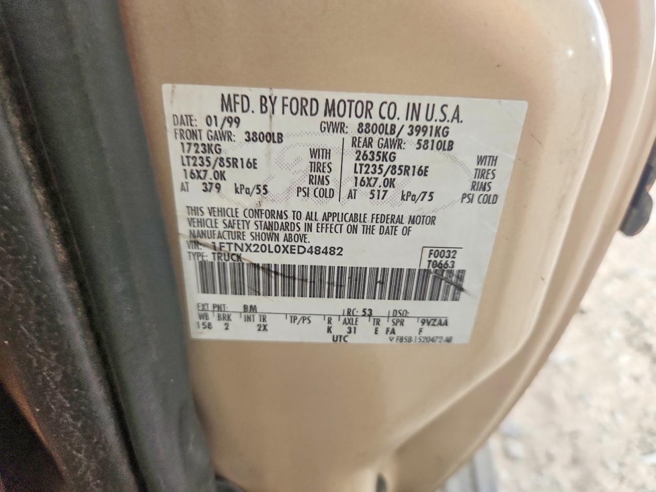 1999 Ford F250 VIN 1FTNX20L0XED48482 photo 12