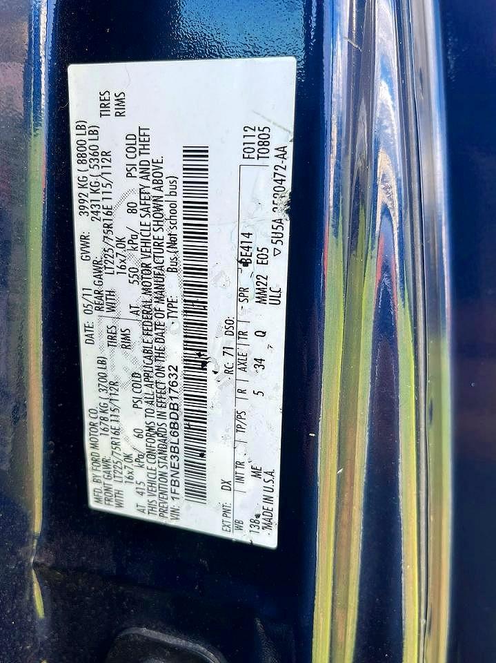 2011 Ford Econoline VIN 1FBNE3BL6BDB17632 photo 10