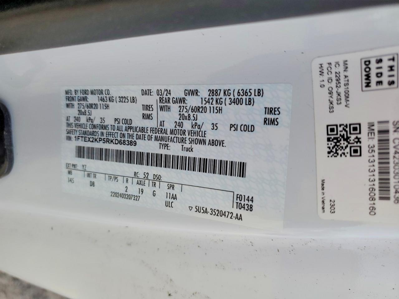 2024 Ford F150 VIN 1FTEX2KP5RKD68389 photo 12