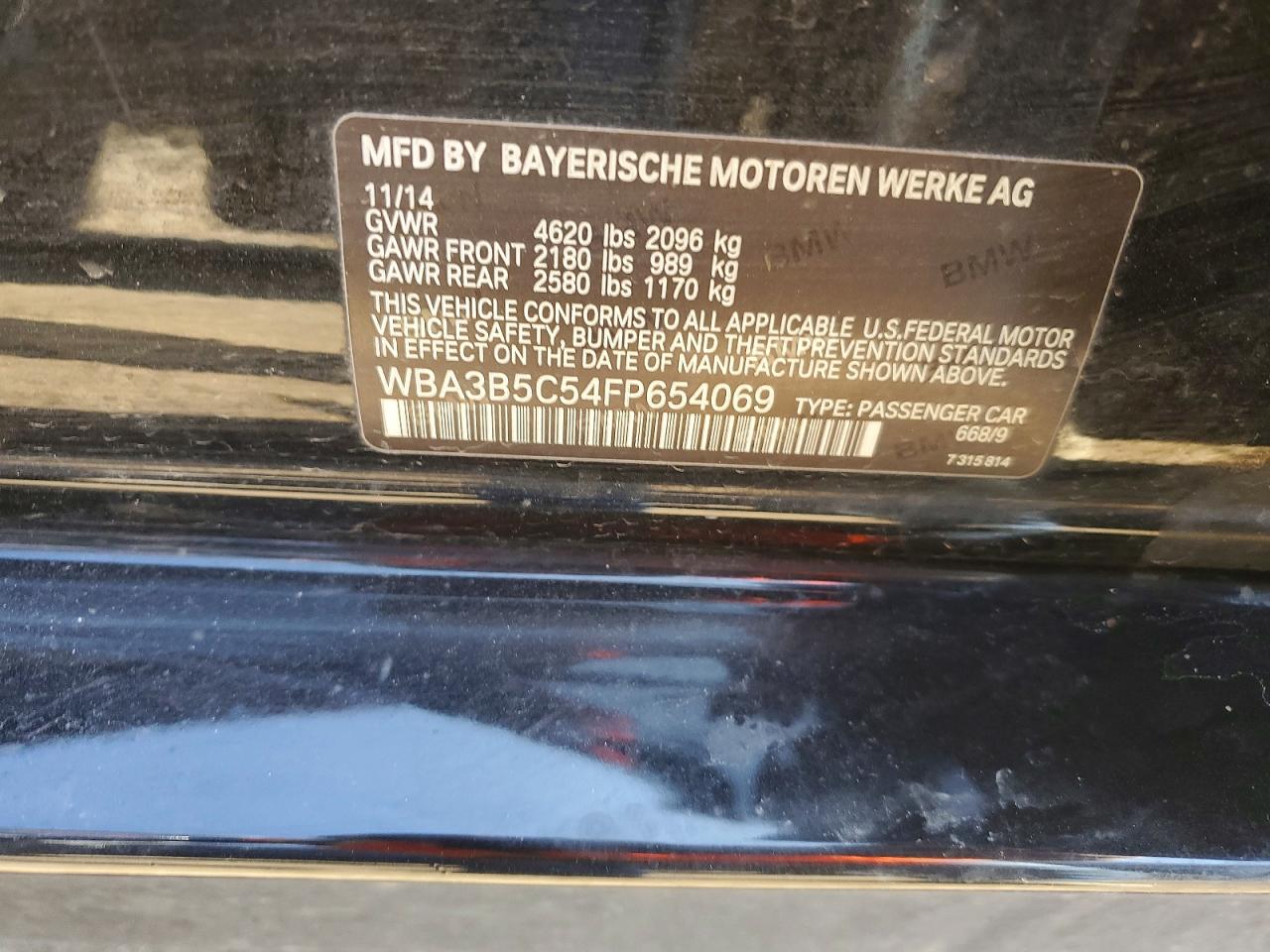 2015 BMW 3 series VIN WBA3B5C54FP654069 photo 12