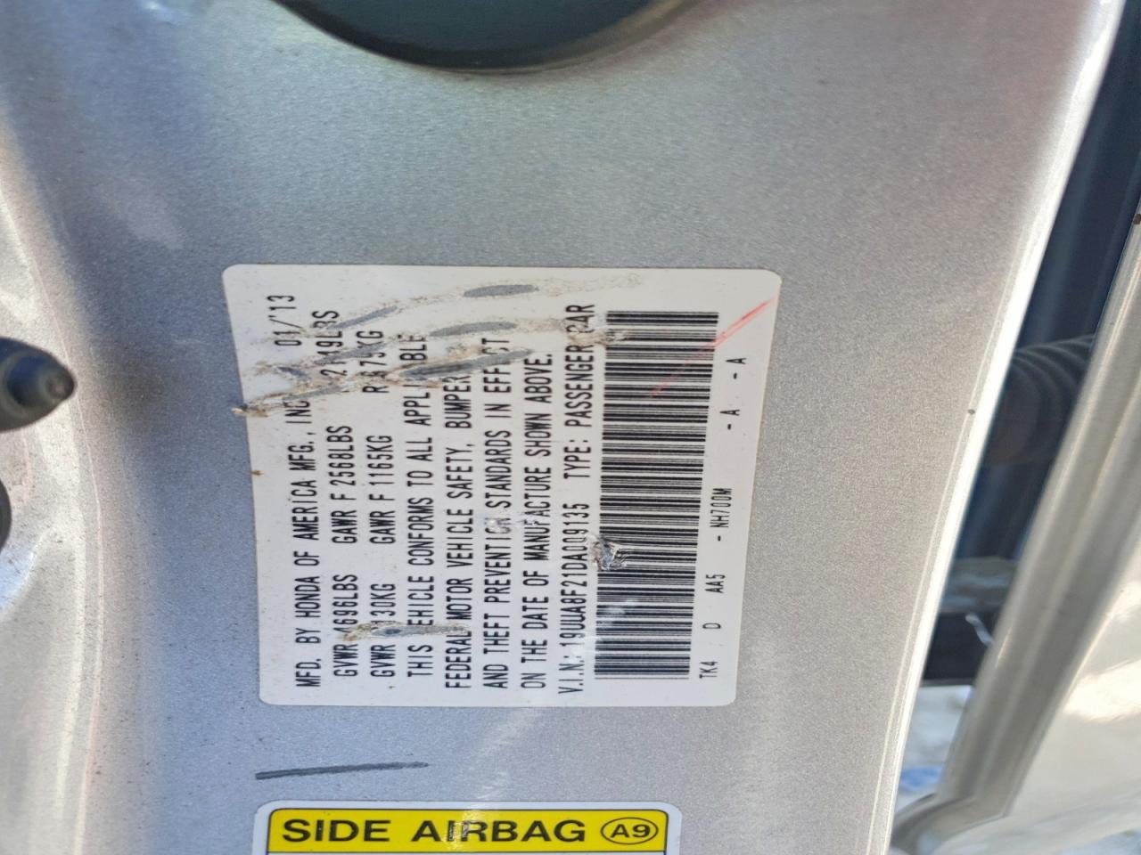 2013 Acura Tl VIN 19UUA8F21DA009135 photo 12