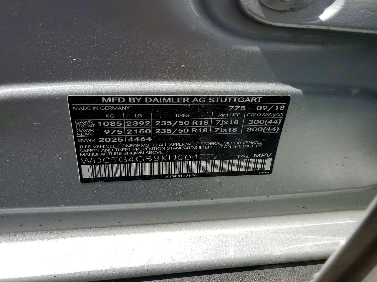 2019 Mercedes-Benz Gla-class VIN WDCTG4GB8KU004777 photo 12