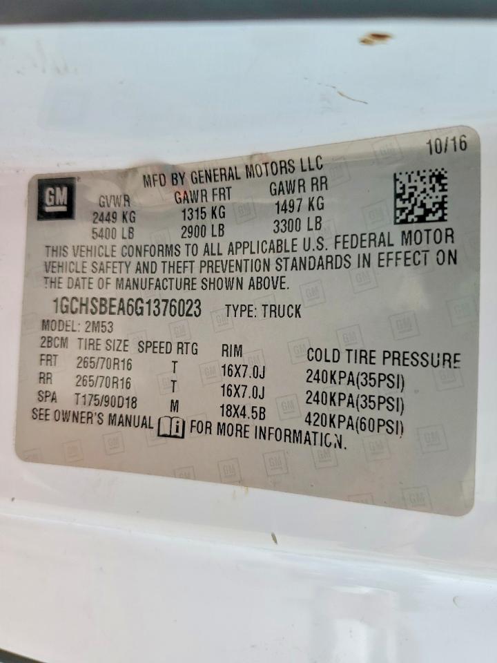 2016 CHEV Colorado VIN 1GCHSBEA6G1376023 photo 12