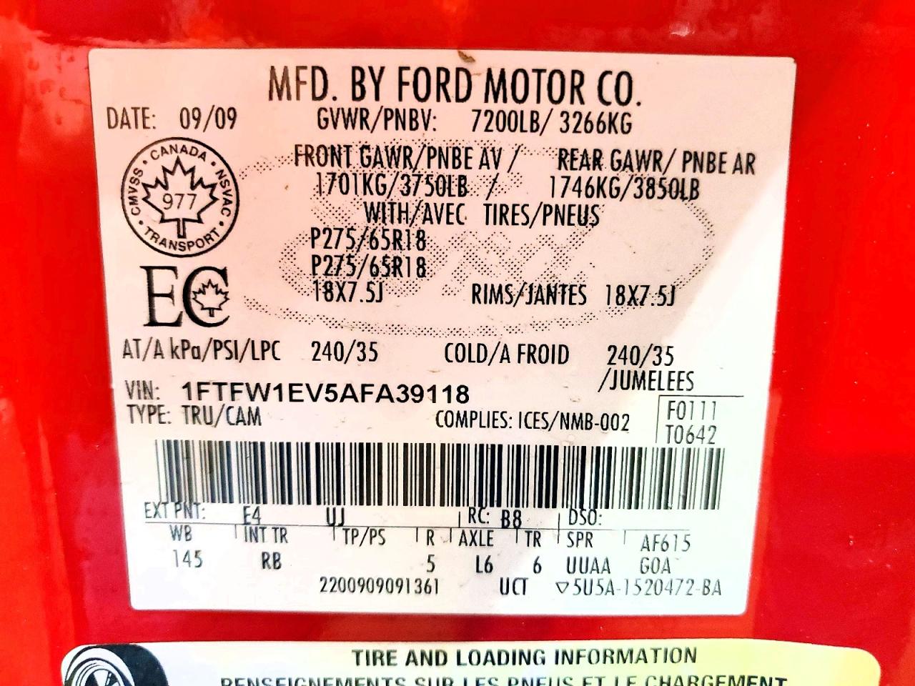 2010 Ford F150 VIN 1FTFW1EV5AFA39118 photo 12