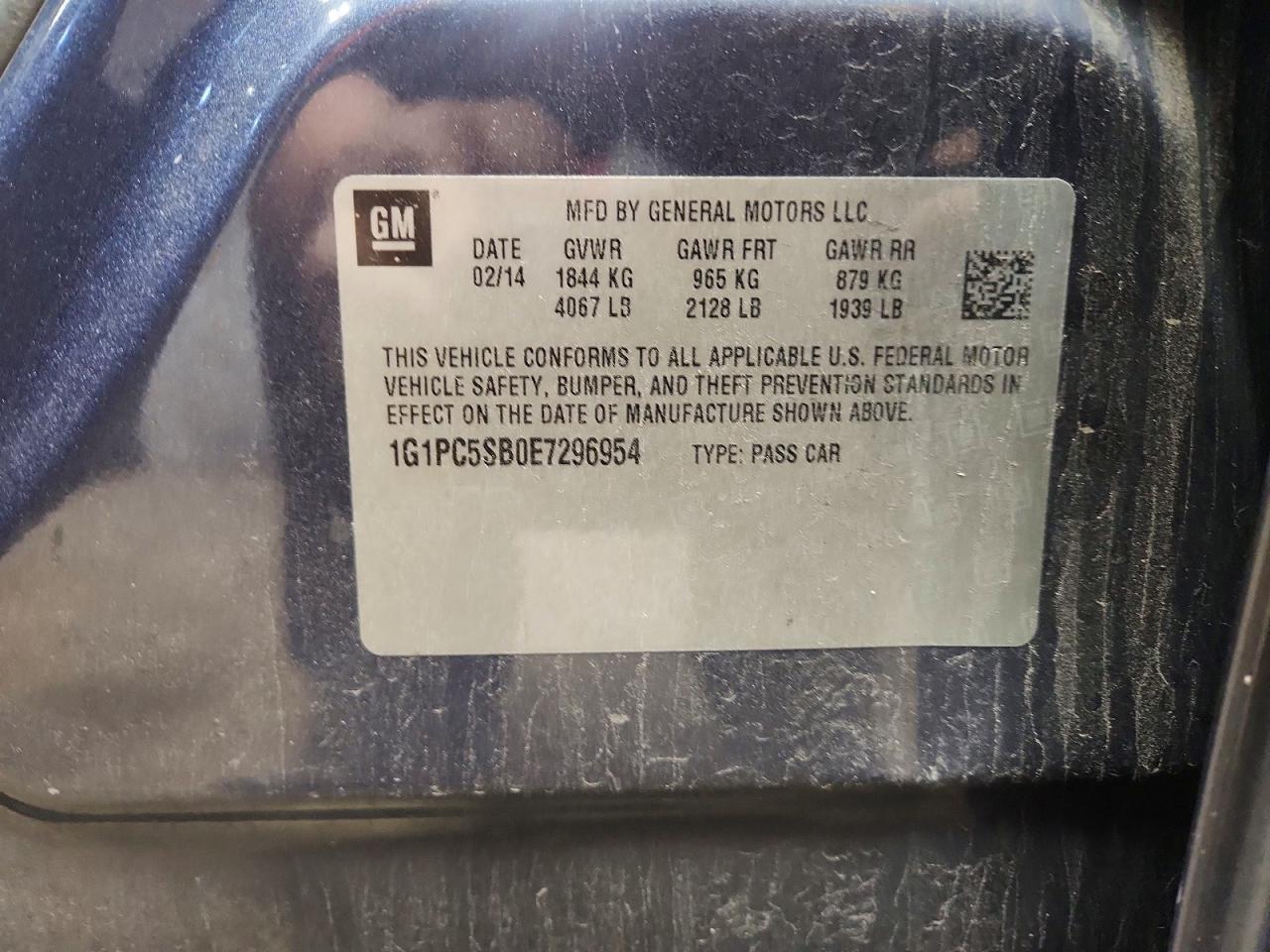 2014 CHEV Cruze VIN 1G1PC5SB0E7296954 photo 12