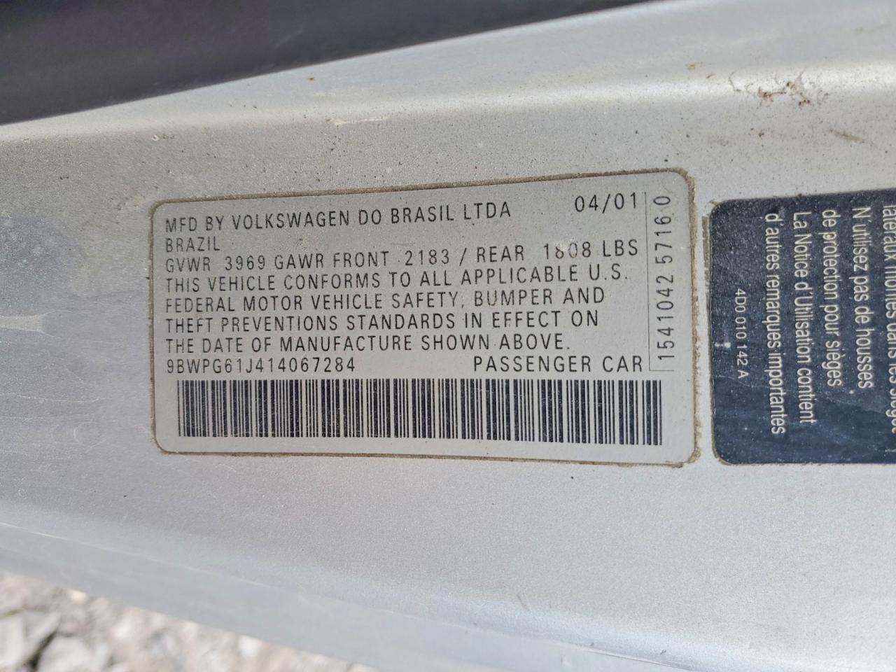2001 Volkswagen Gti VIN 9BWPG61J414067284 photo 12