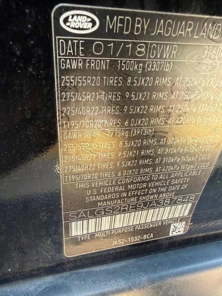 2018 Land Rangerover VIN SALGS2RE9JA387848 photo 10