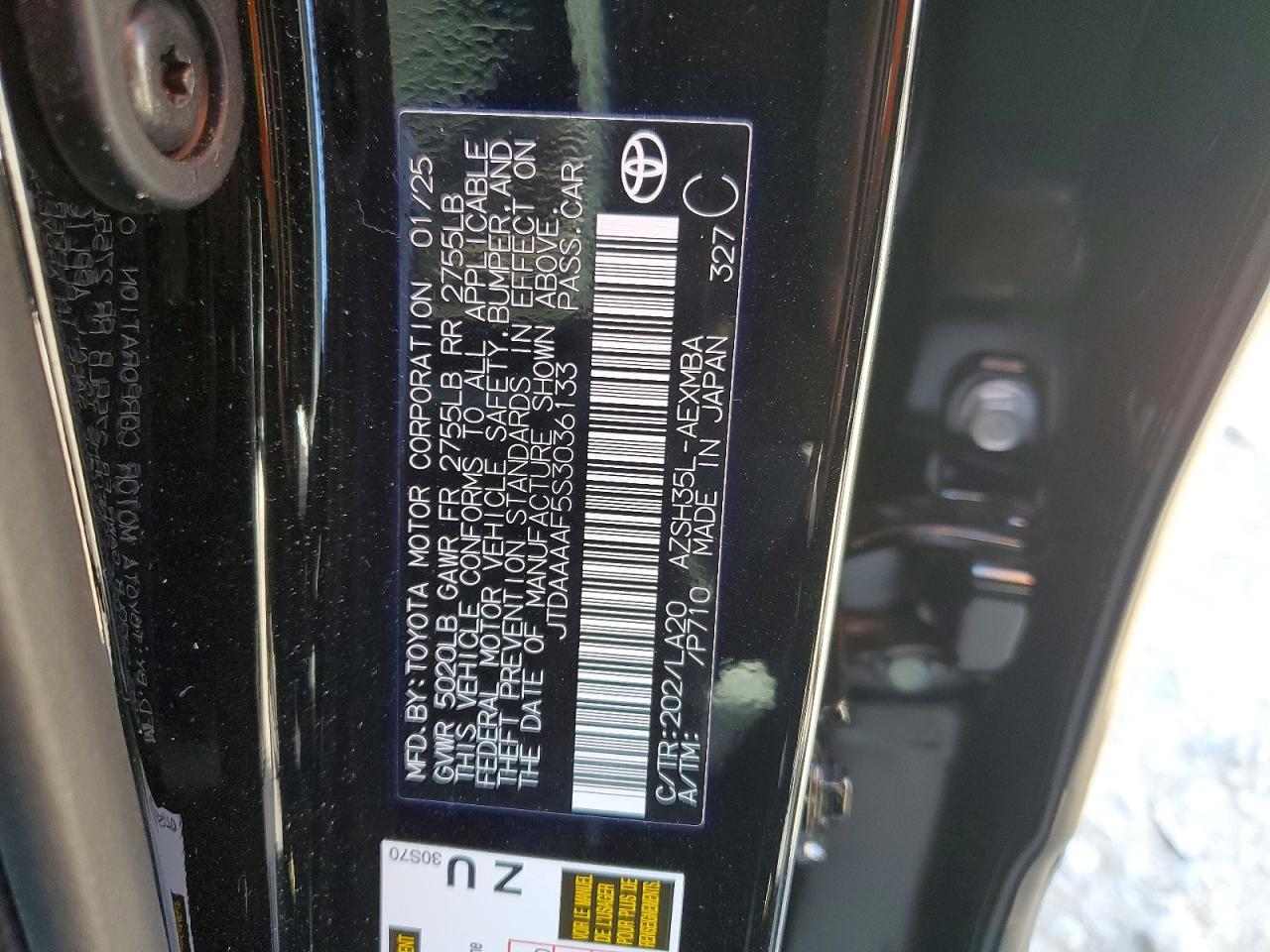 2025 Toyota All other VIN JTDAAAAF5S3036133 photo 12