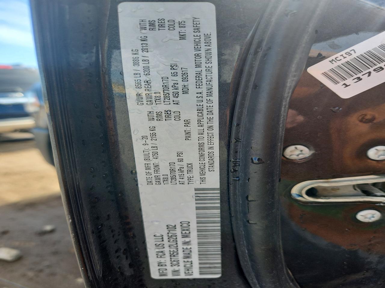 2020 Ram 2500 VIN 3C6TR5EJ2LG267102 photo 12