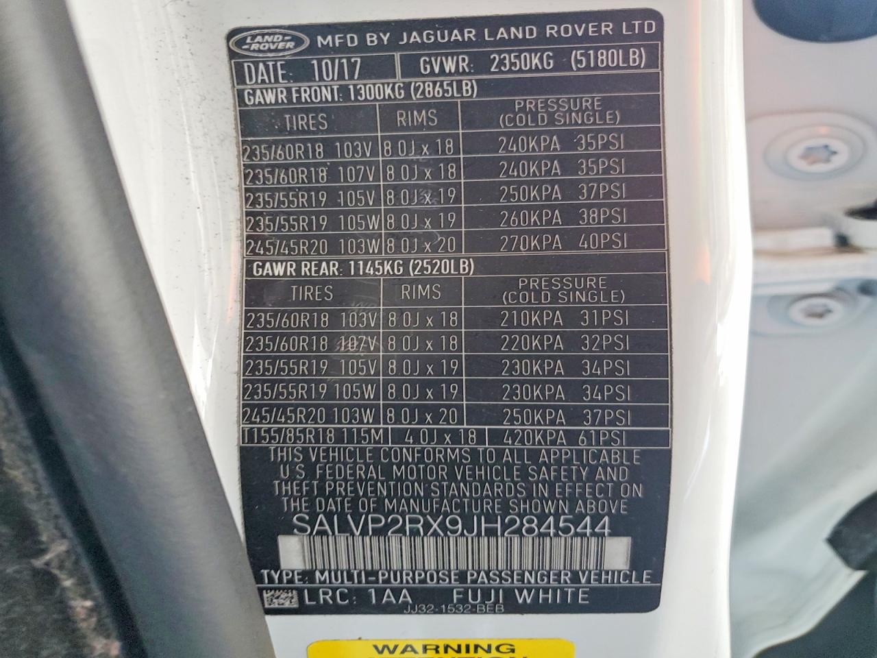 2018 Land Rangerover VIN SALVP2RX9JH284544 photo 12