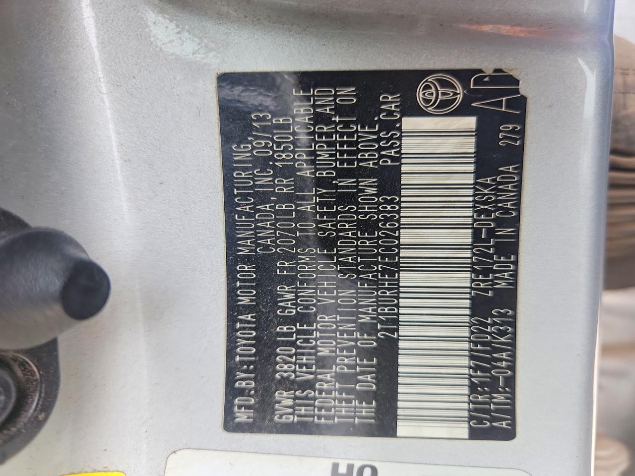 2014 Toyota Corolla VIN 2T1BURHE7EC026383 photo 12