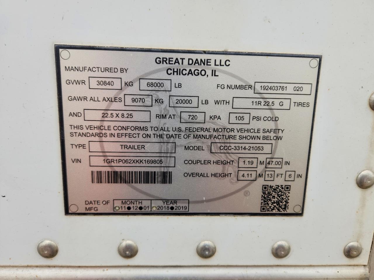 2019 GREAT All models VIN 1GR1P062XKK169805 photo 10