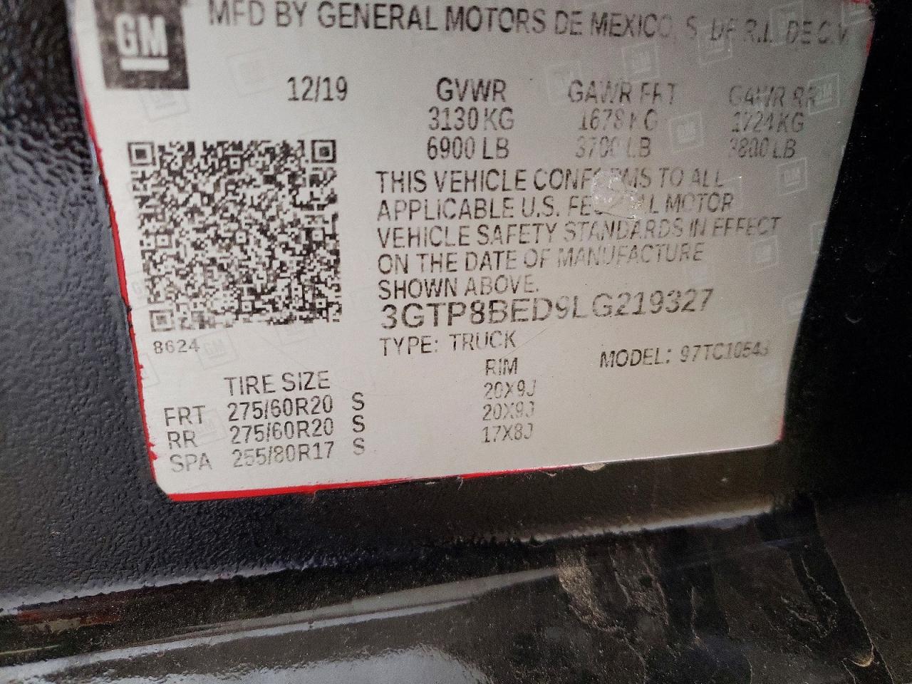 2020 GMC All models VIN 3GTP8BED9LG219327 photo 12