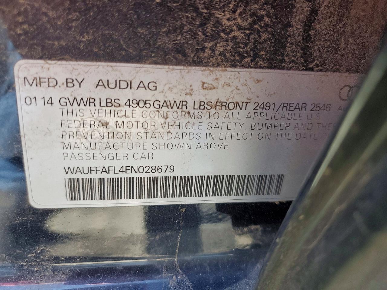 2014 AUDI A4 VIN WAUFFAFL4EN028679 photo 12