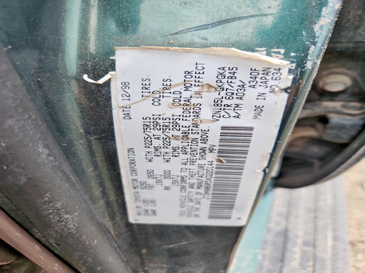 1999 Toyota 4runner VIN JT3HN86R5X0220144 photo 12