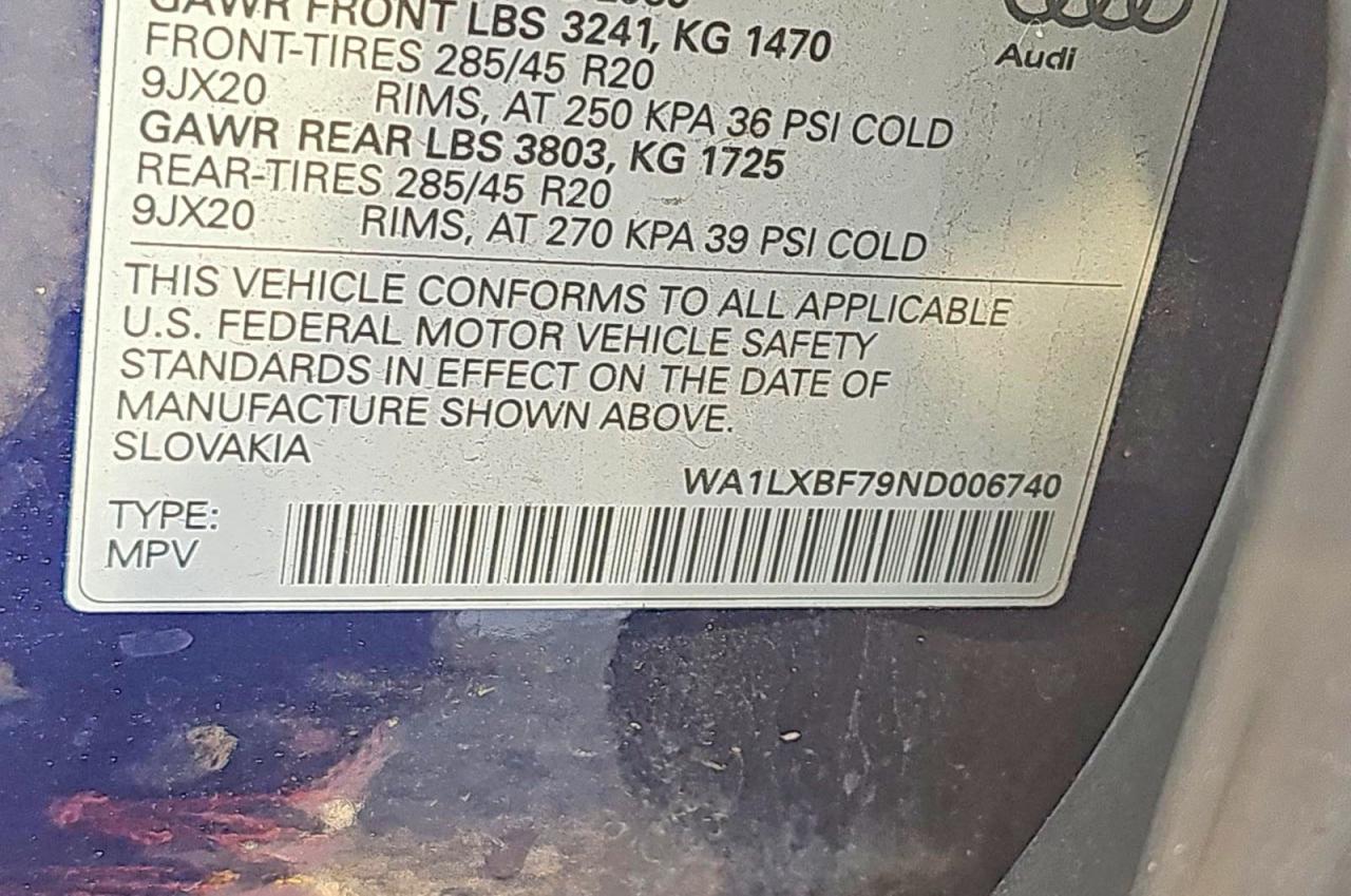 2022 Audi Q7 VIN WA1LXBF79ND006740 photo 10